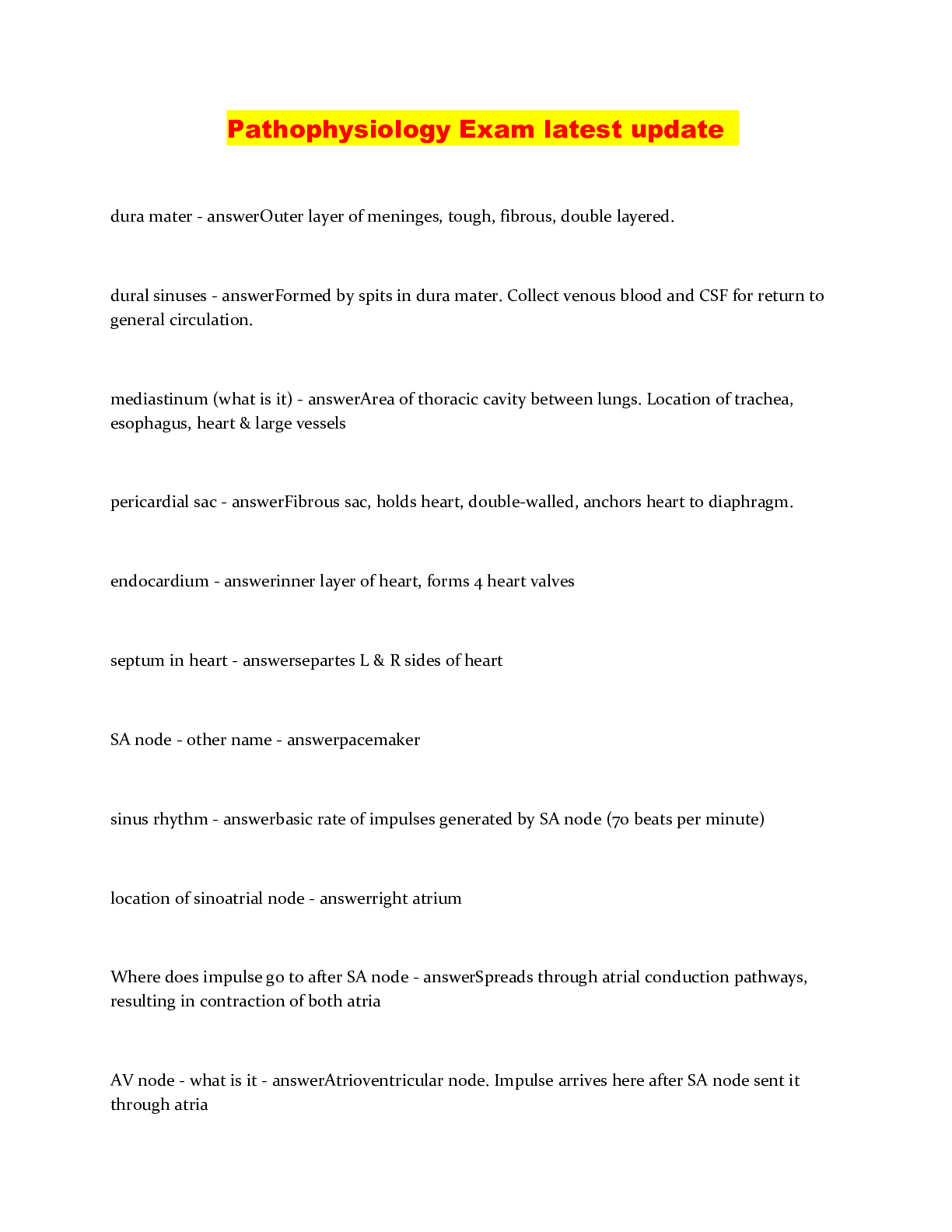 Preview image of Pathophysiology Exam latest update document